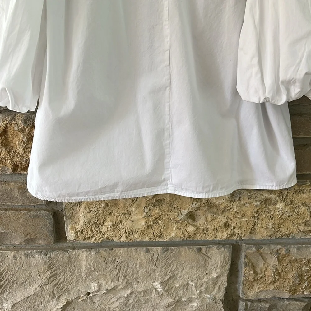 VELVET by Graham & Spencer White Off-the-Shoulder Women's Top Puff Sleeves Med - Picture 13 of 14